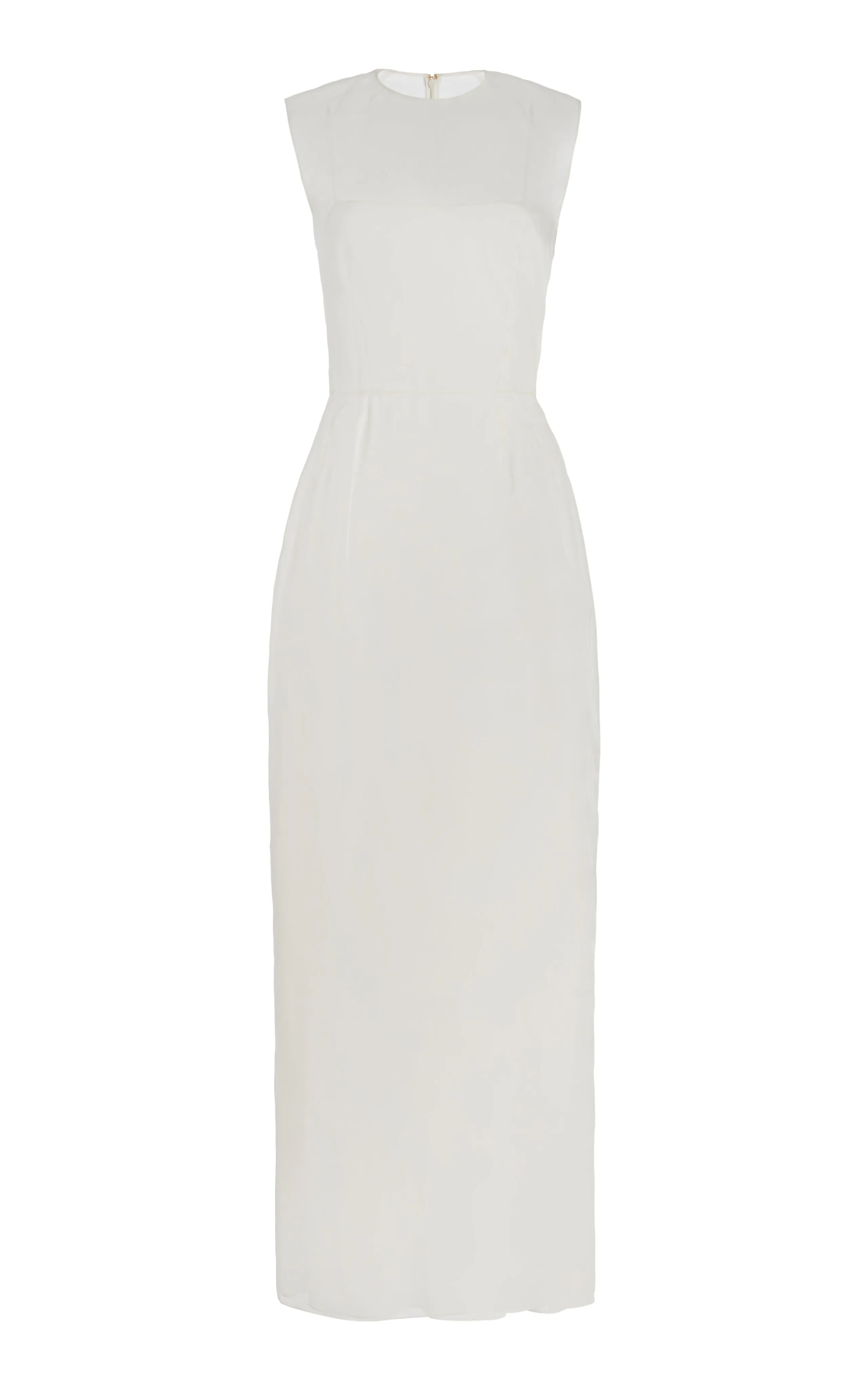 Maslow Sheer Maxi Dress with Slip in Ivory Silk Organza