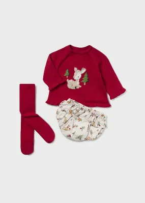 Mayoral Baby Girls Red Top and Tights Set