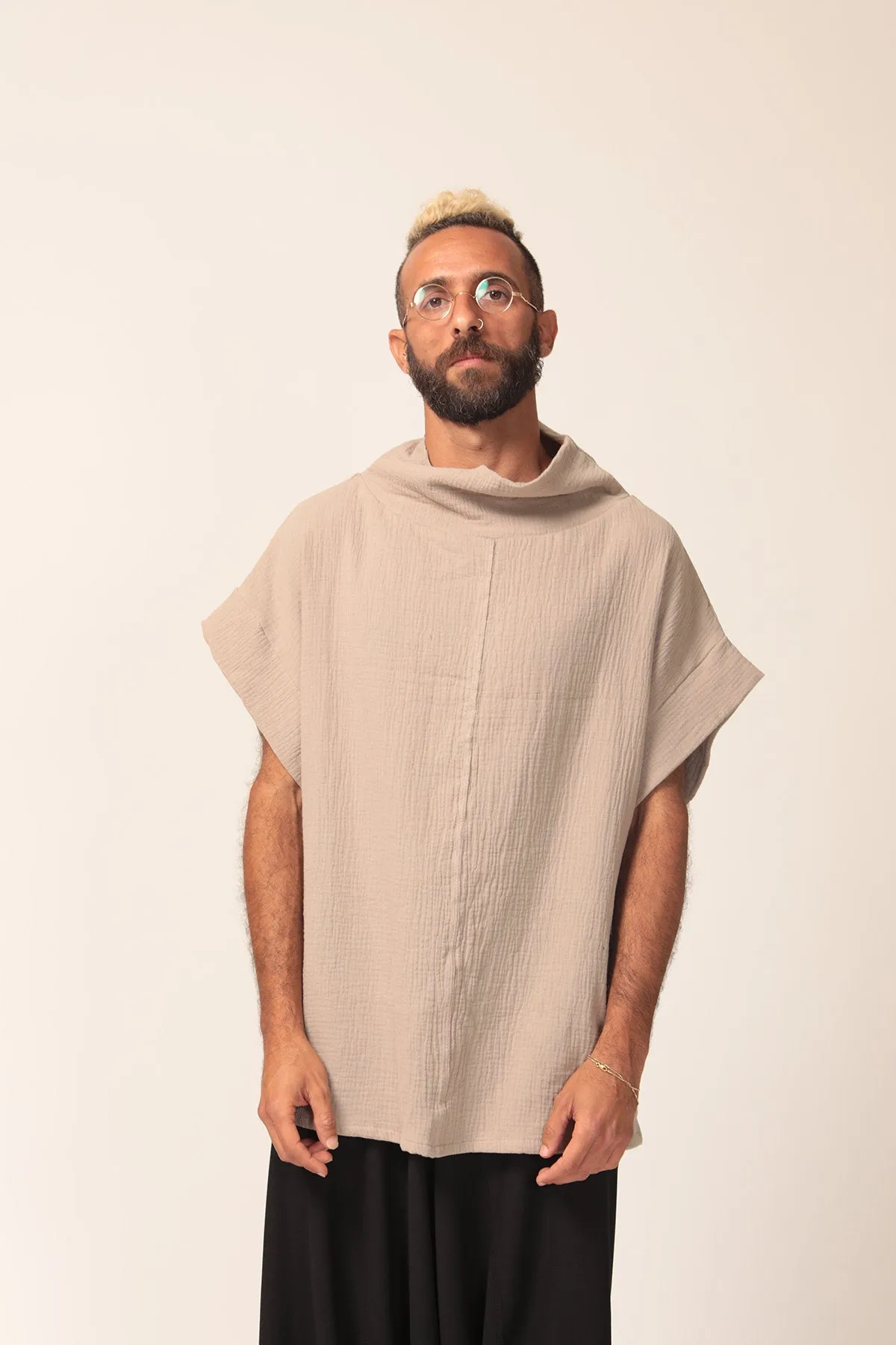 Men's Oversize Beige Cotton Top