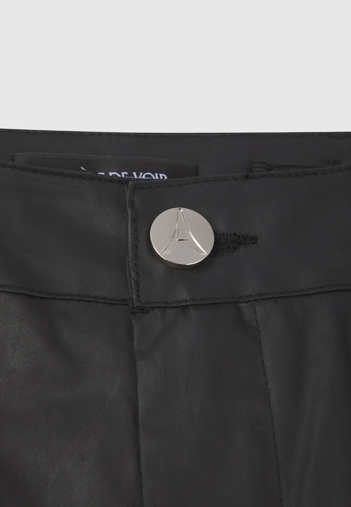 Mid Rise Waxed Cargo Pants - Black