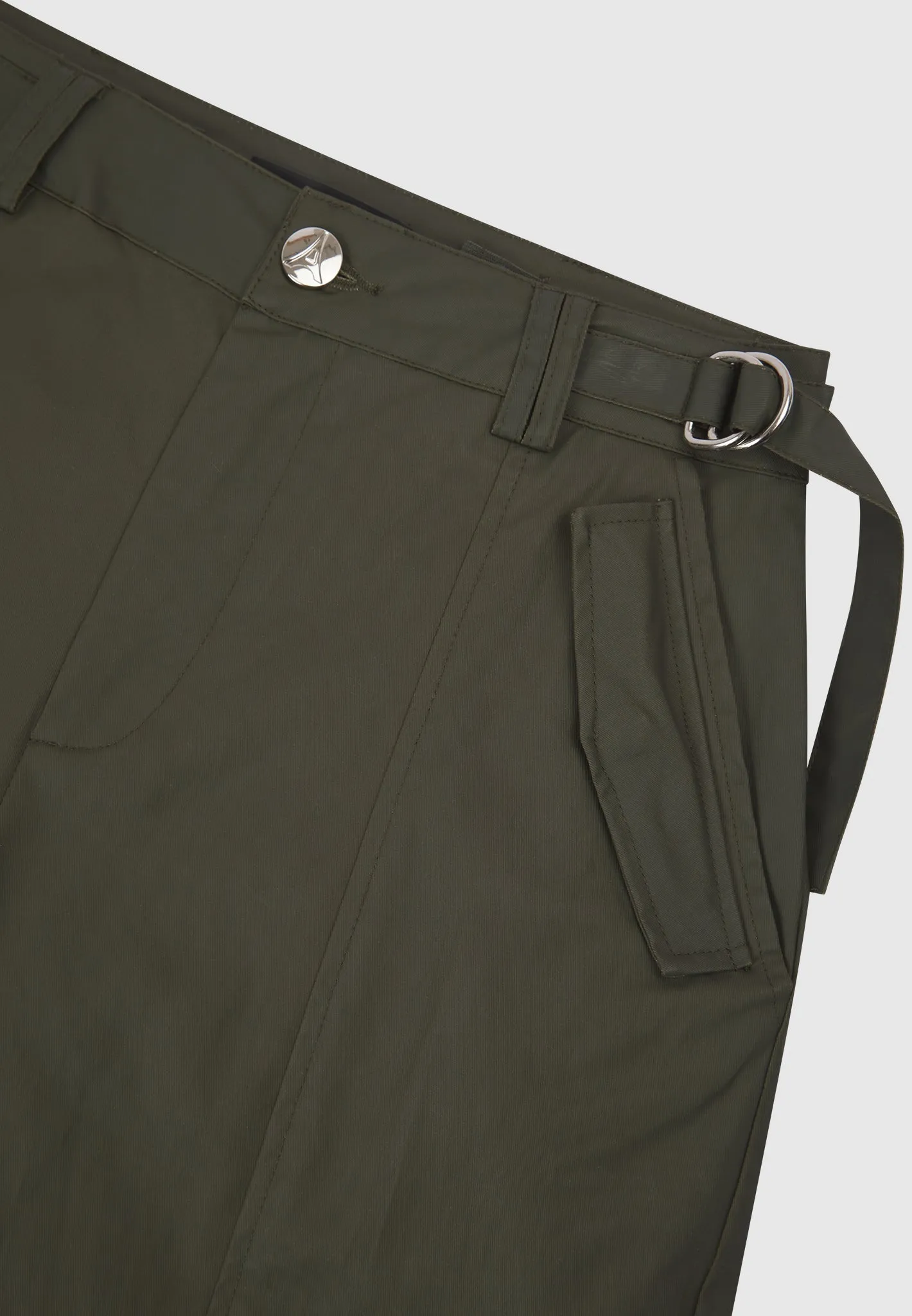 Mid Rise Waxed Cargo Pants - Khaki