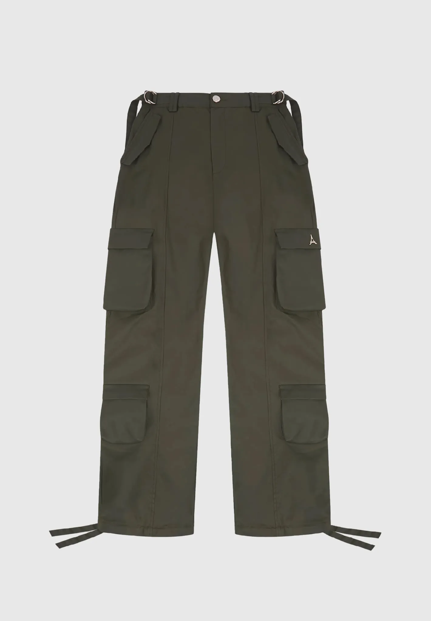 Mid Rise Waxed Cargo Pants - Khaki