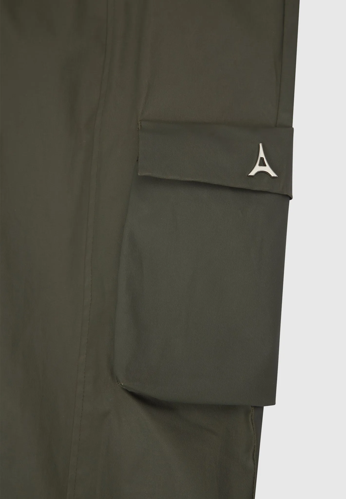 Mid Rise Waxed Cargo Pants - Khaki