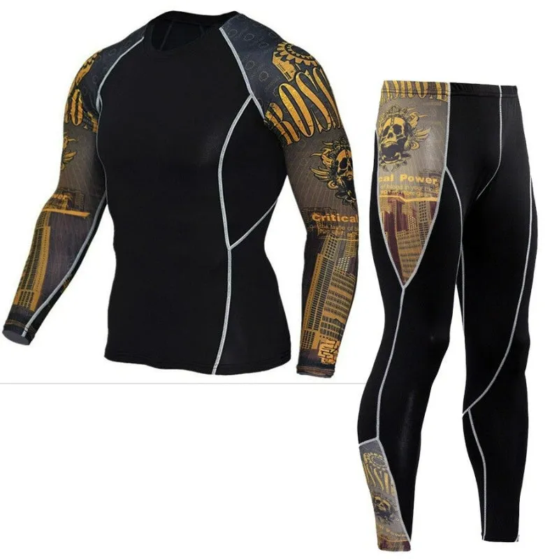 Minimal Printed Men's Compression Tights Set