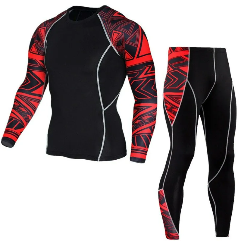 Minimal Printed Men's Compression Tights Set