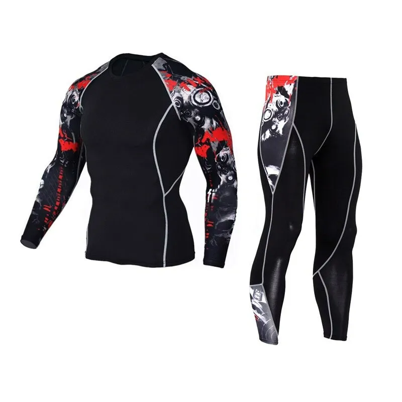 Minimal Printed Men's Compression Tights Set