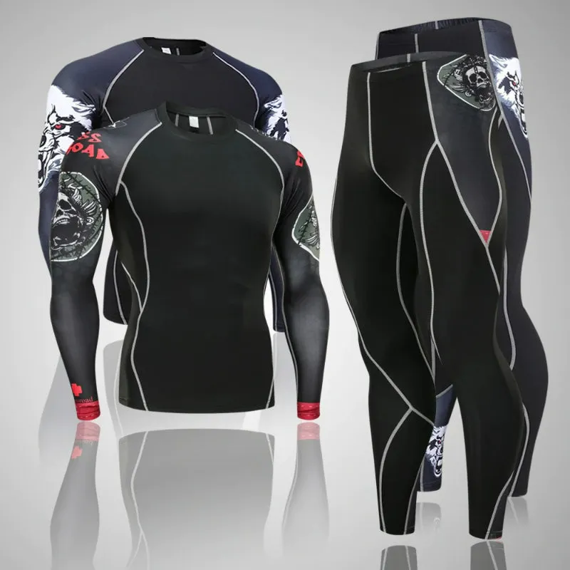 Minimal Printed Men's Compression Tights Set