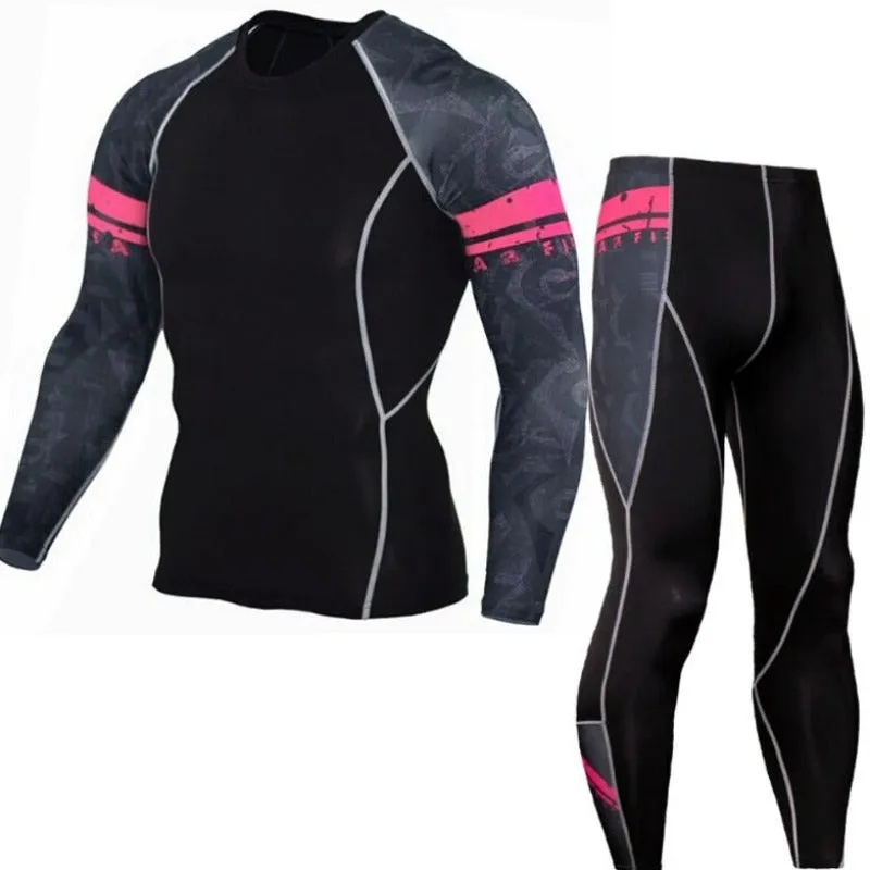 Minimal Printed Men's Compression Tights Set