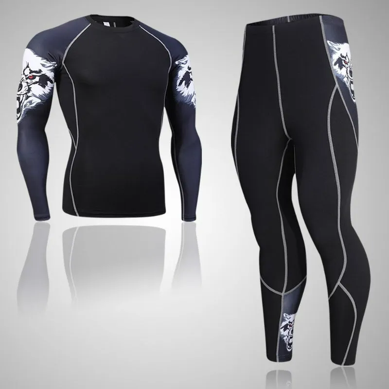 Minimal Printed Men's Compression Tights Set