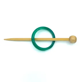 Natural Stone Shawl Pin ~ Green Stone Ring