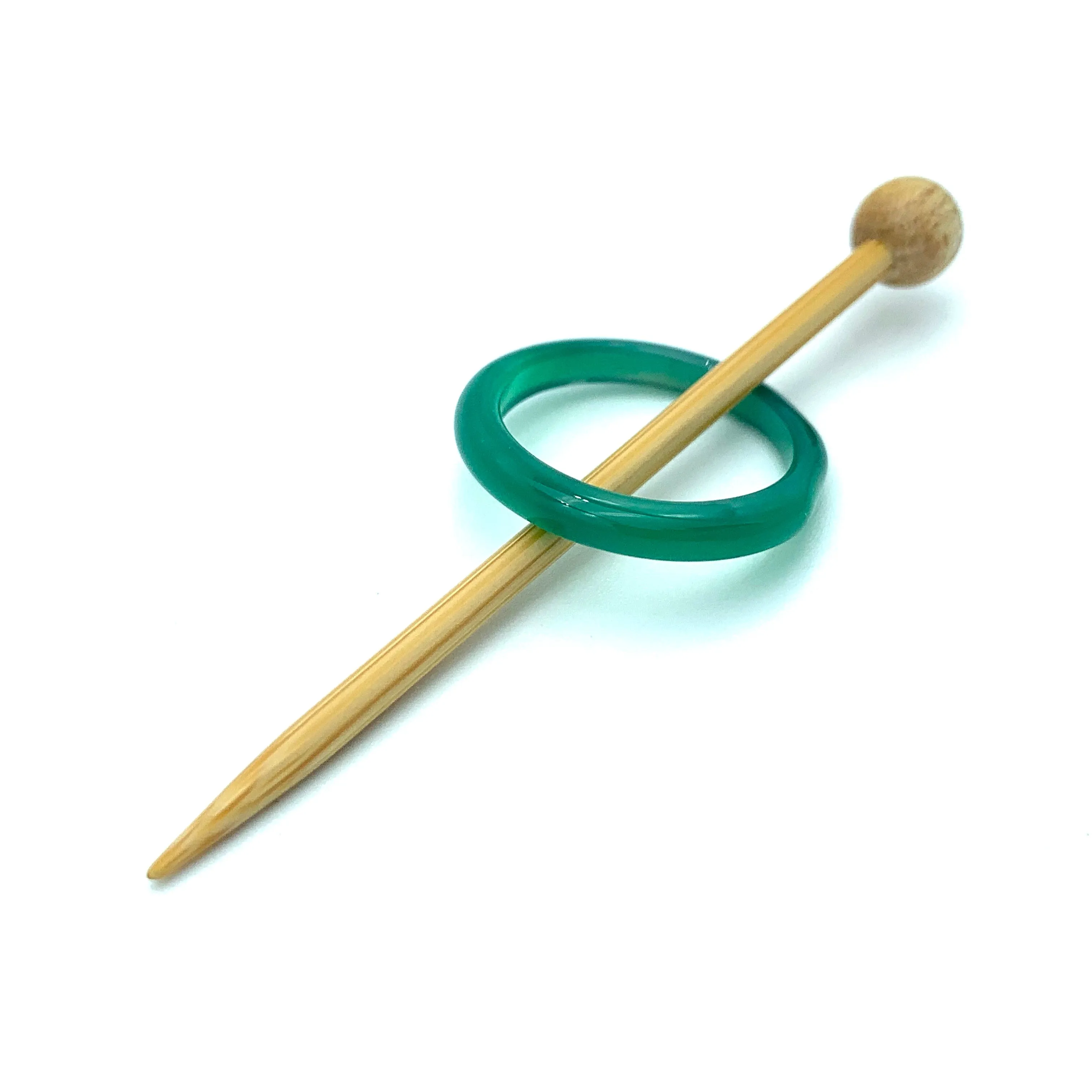 Natural Stone Shawl Pin ~ Green Stone Ring