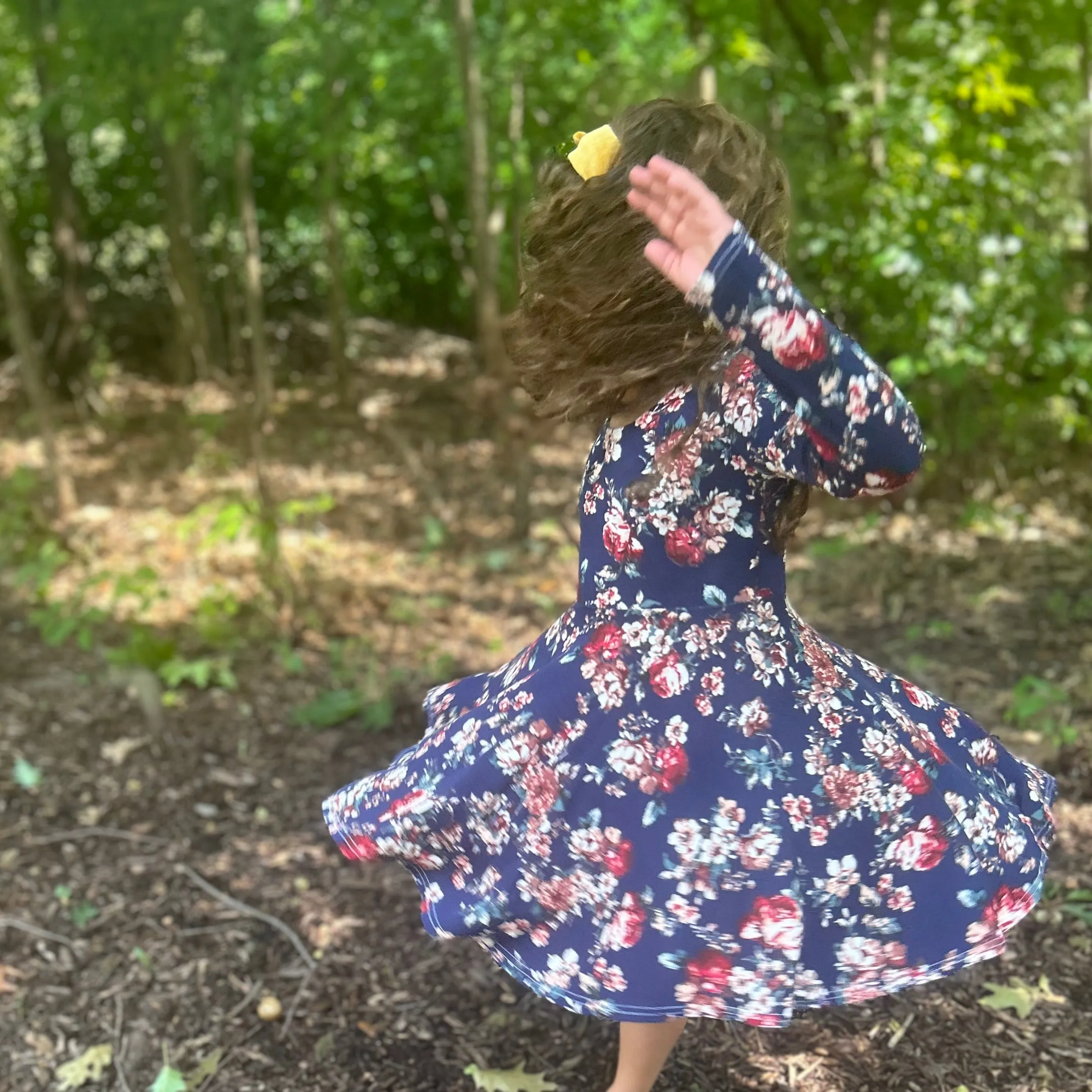 Navy Floral Twirl Dress (only 12-18 and 3T left)