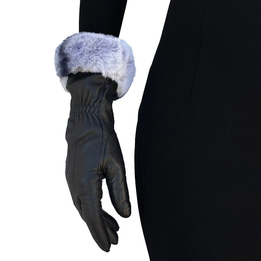 Nikita - Women's Cashmere Lined Leather Gloves with Fur Cuff