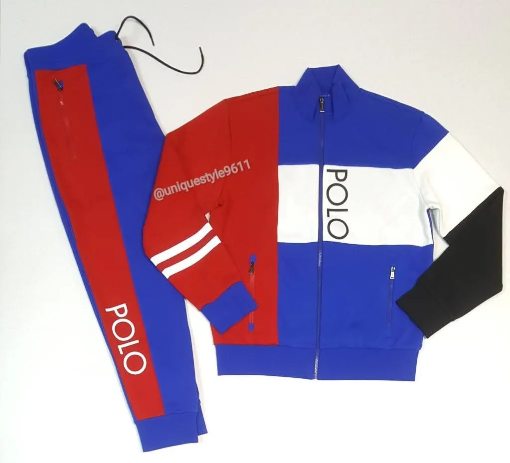 Nwt Polo Big & Tall Red/Royal Spellout Track Jacket with Matching Joggers