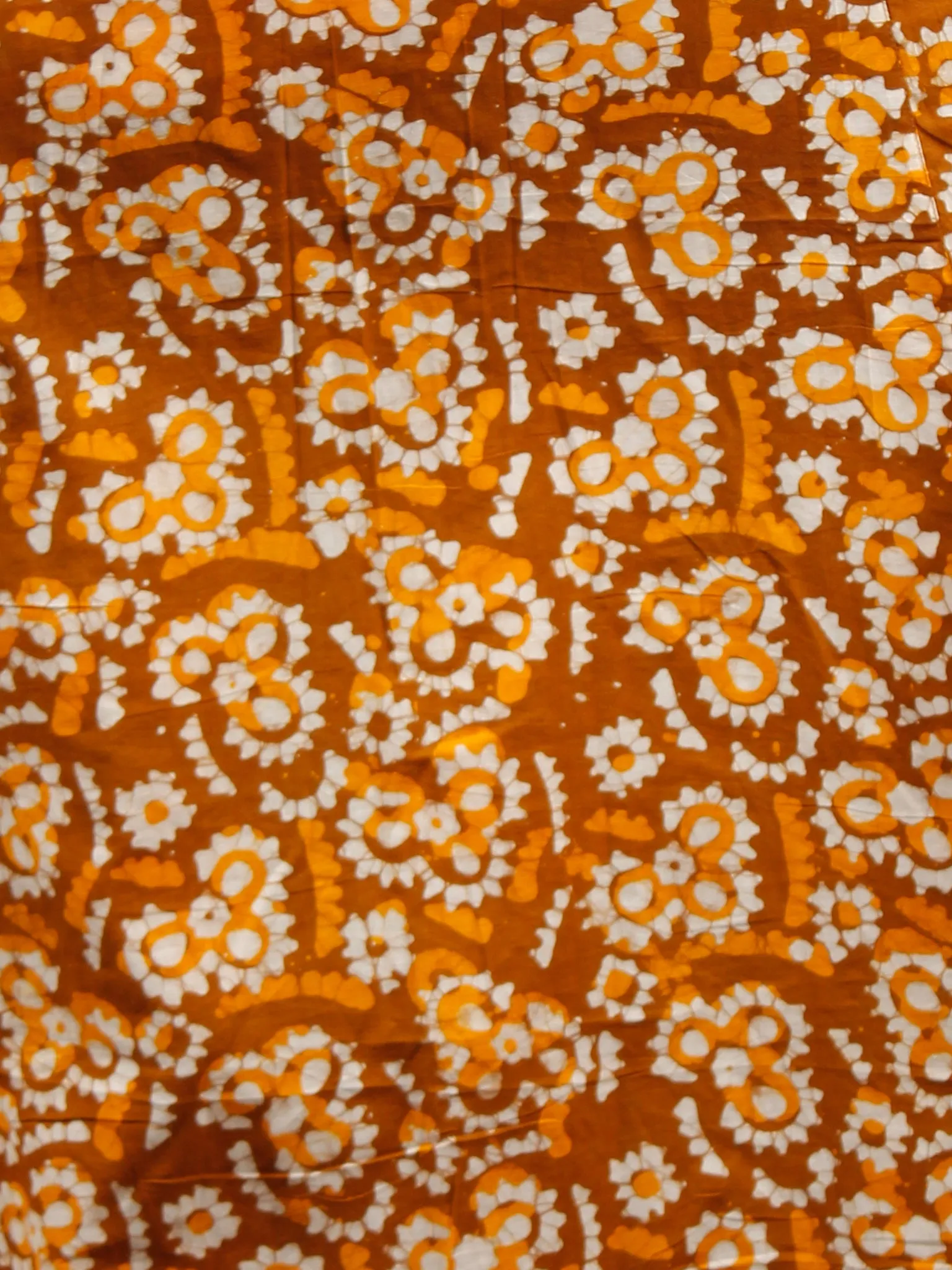 Peanut Brown Yellow White Hand Block Printed Skirt  - S40F342