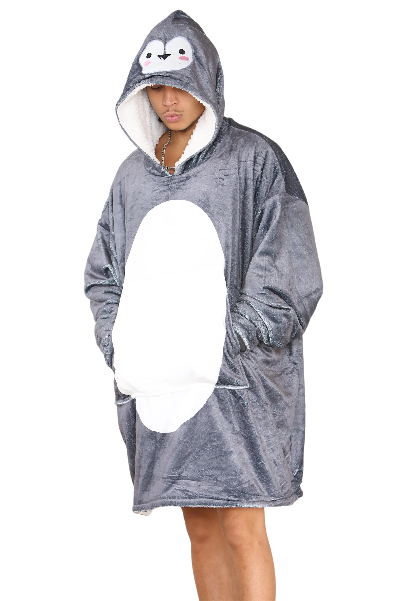 Penguin Face Printed Hoodie