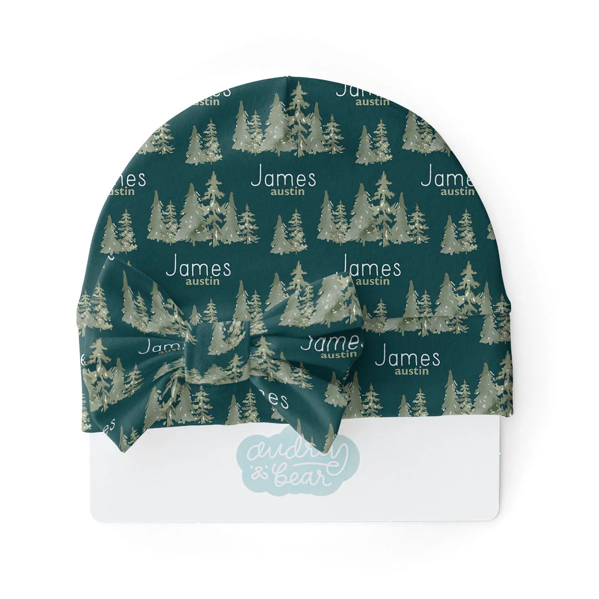 Personalized  Swaddle & Hat Set | Ancient Woodland