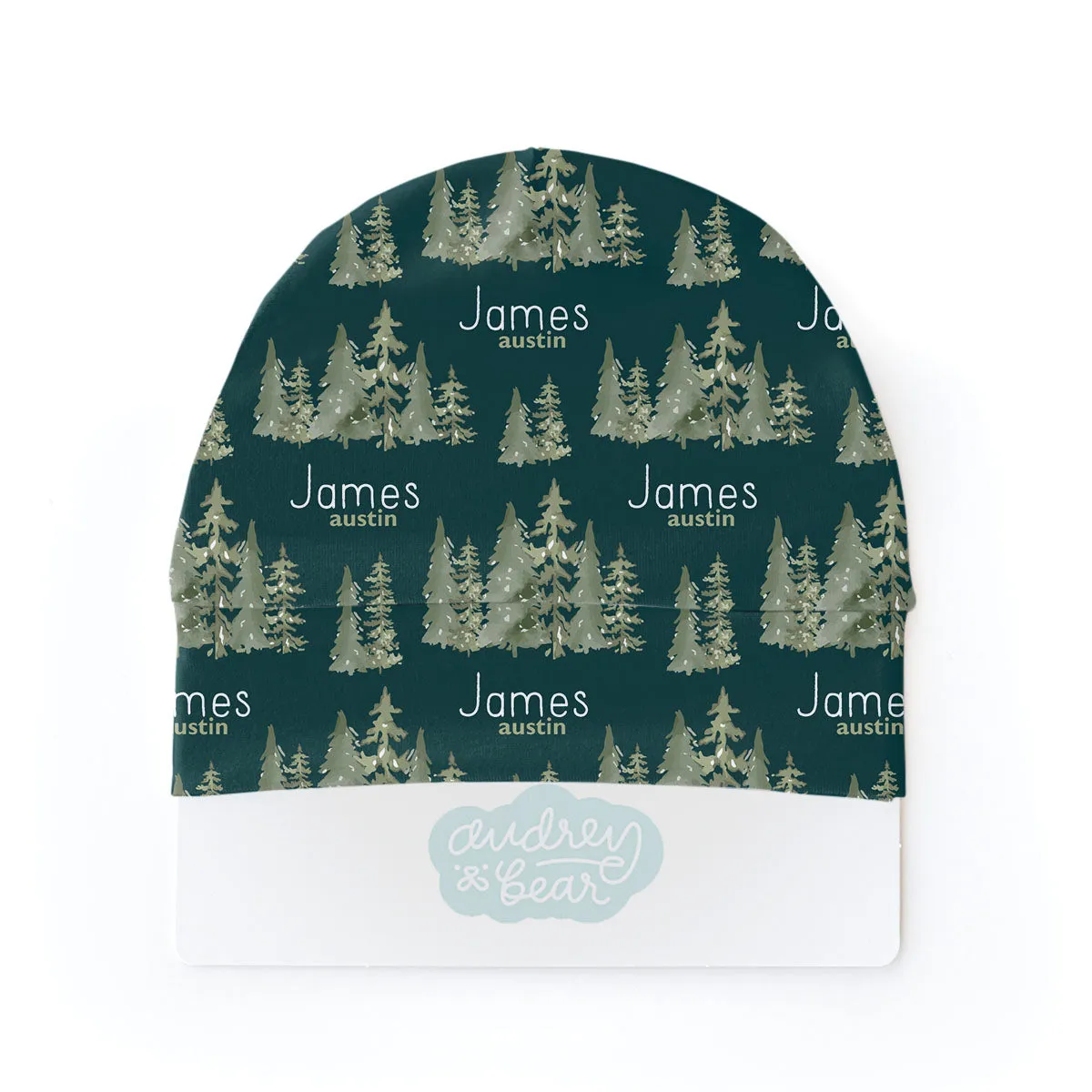 Personalized  Swaddle & Hat Set | Ancient Woodland