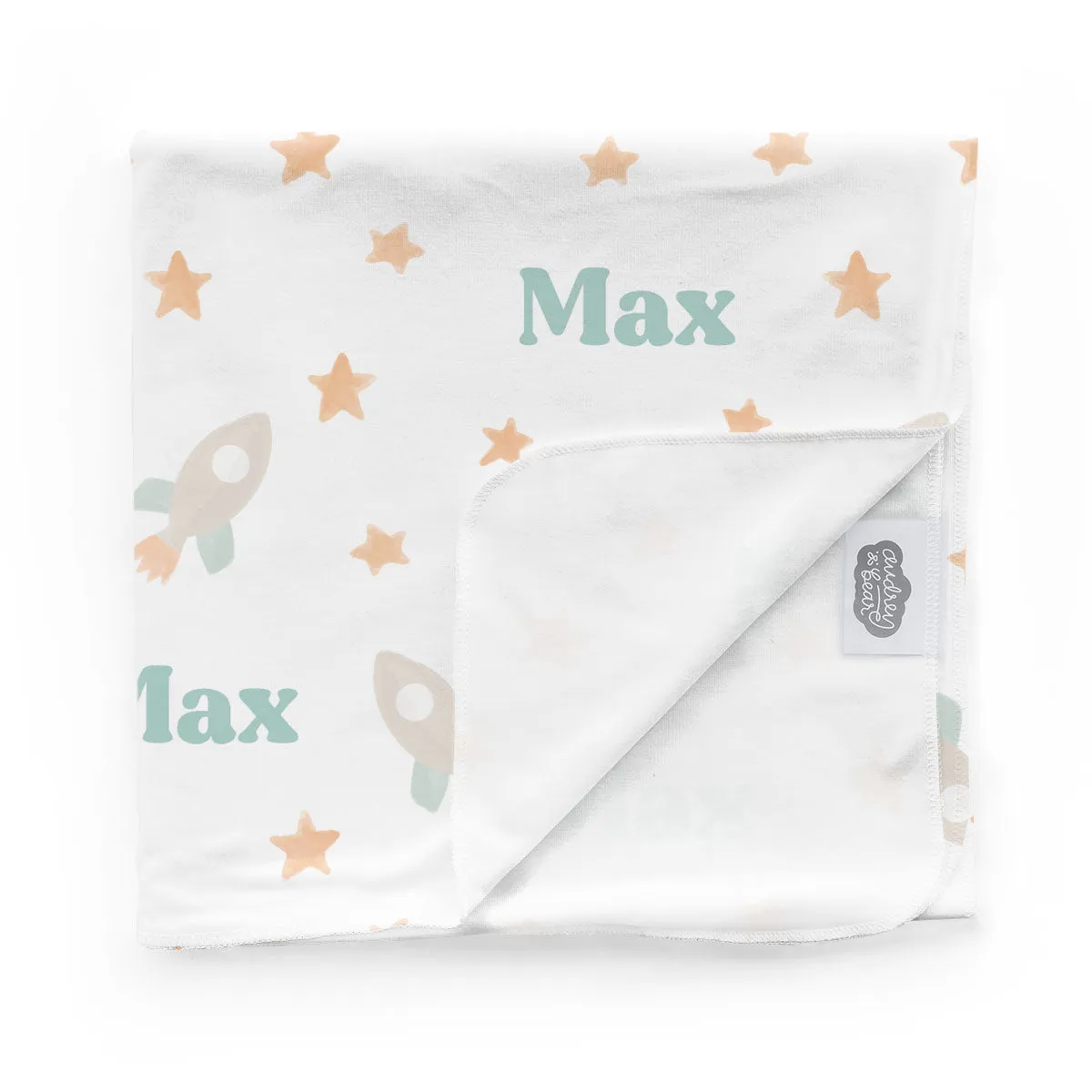 Personalized  Swaddle & Hat Set | Bright Rockets