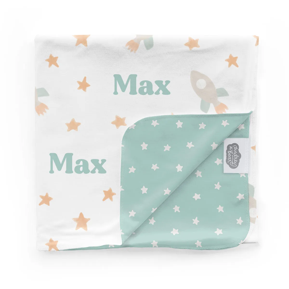 Personalized  Swaddle & Hat Set | Bright Rockets