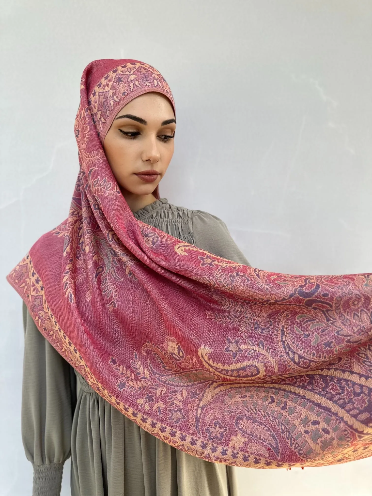 Pink Print Pashmina