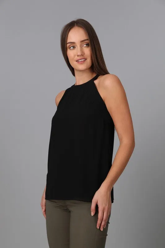 Pintuck Detailed High Neck Top