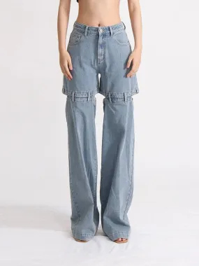 Precious High Waisted Flap Pocket Cargo Jeans