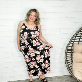 "The Kellie" Floral Adjustable Spaghetti Strap Maxi Dress