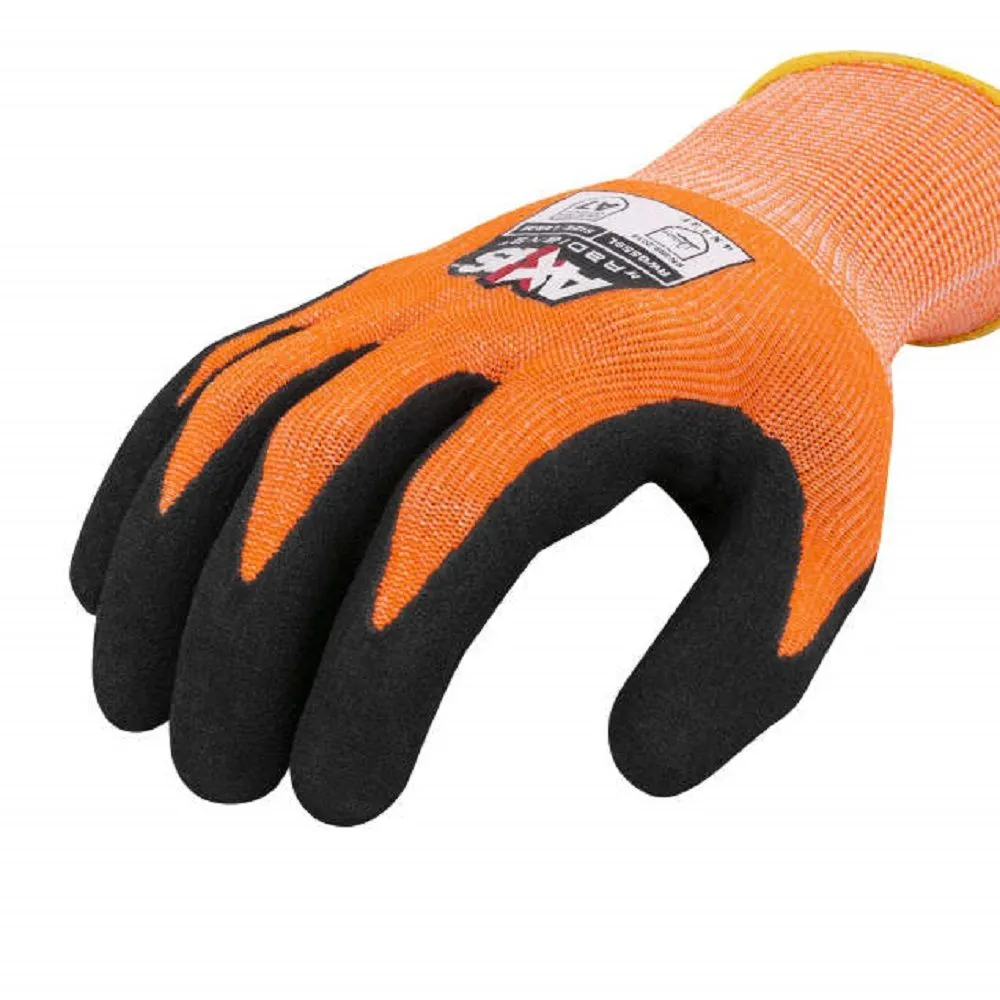 Radians RWG559 AXIS Cut Protection Level A7 Sandy Nitrile Coated Glove, Box of 12 Pairs