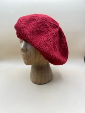 Red Acrylic Stockinette Knit Slouch Hat