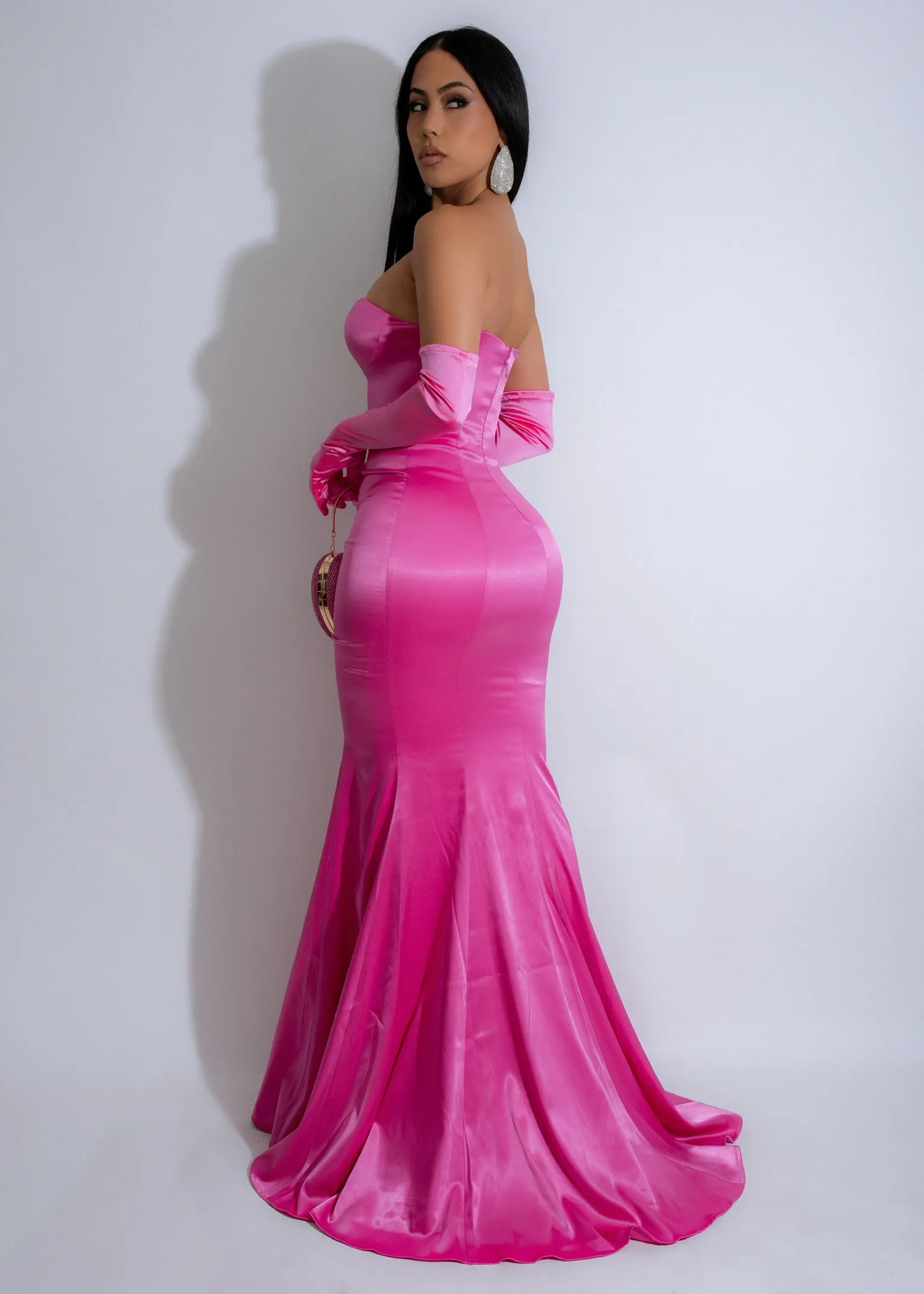 Royal Dream Satin Floral Maxi Dress Pink