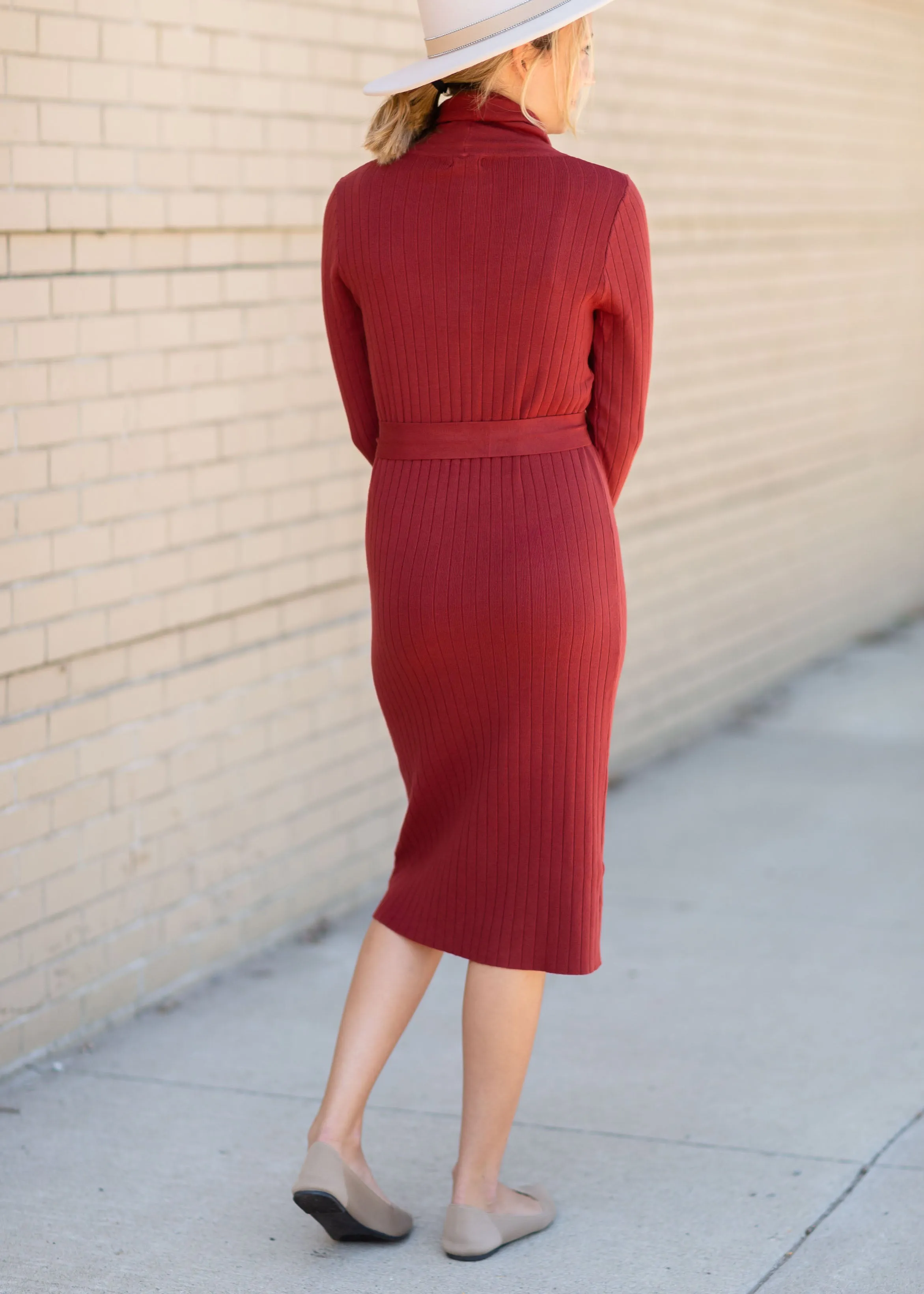 Rust Turtle Neck Knit Midi Dress - FINAL SALE