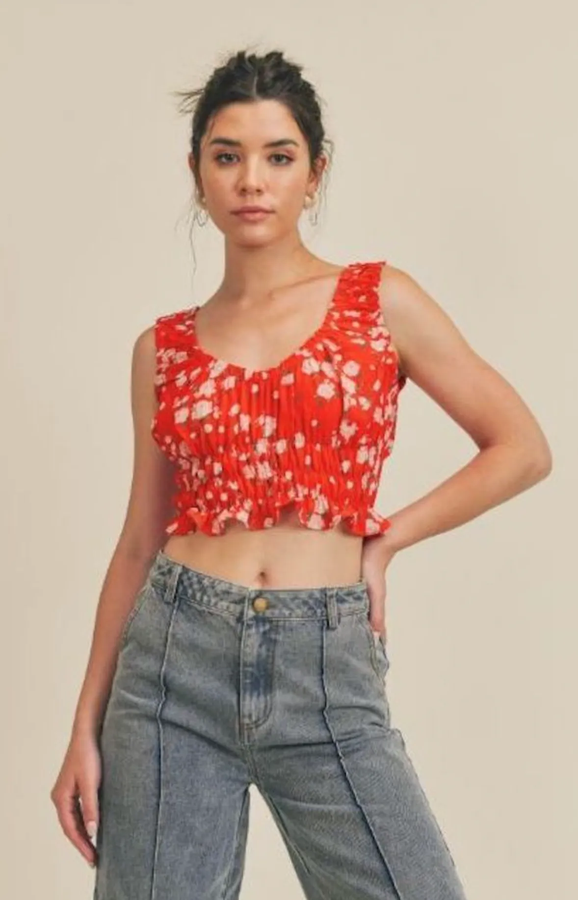 Sage The Label Poppy Punch Cinched Crop Top