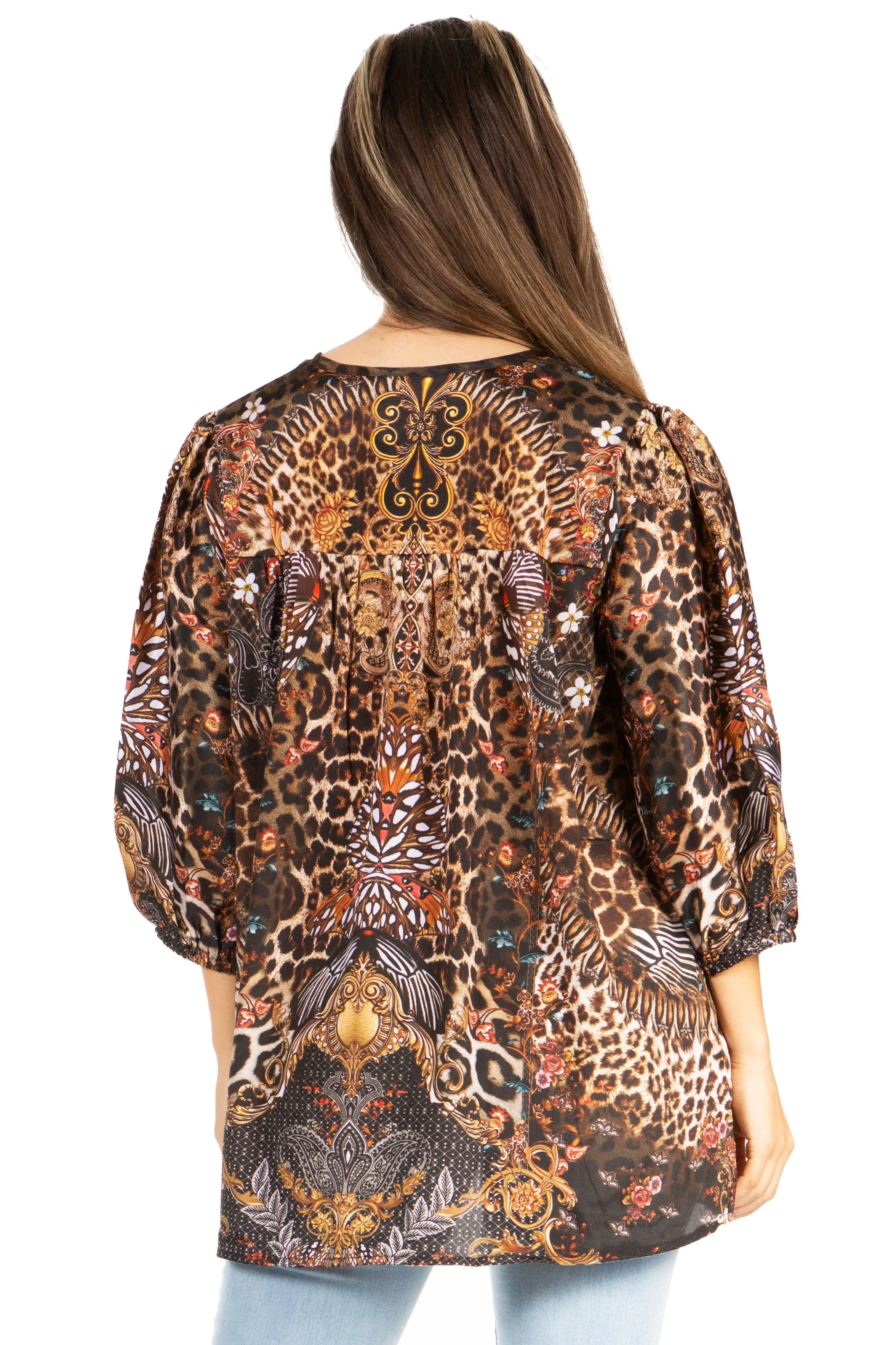 Sakkas Ligia Floral Tunic: Women's 3/4 Sleeve Blouse