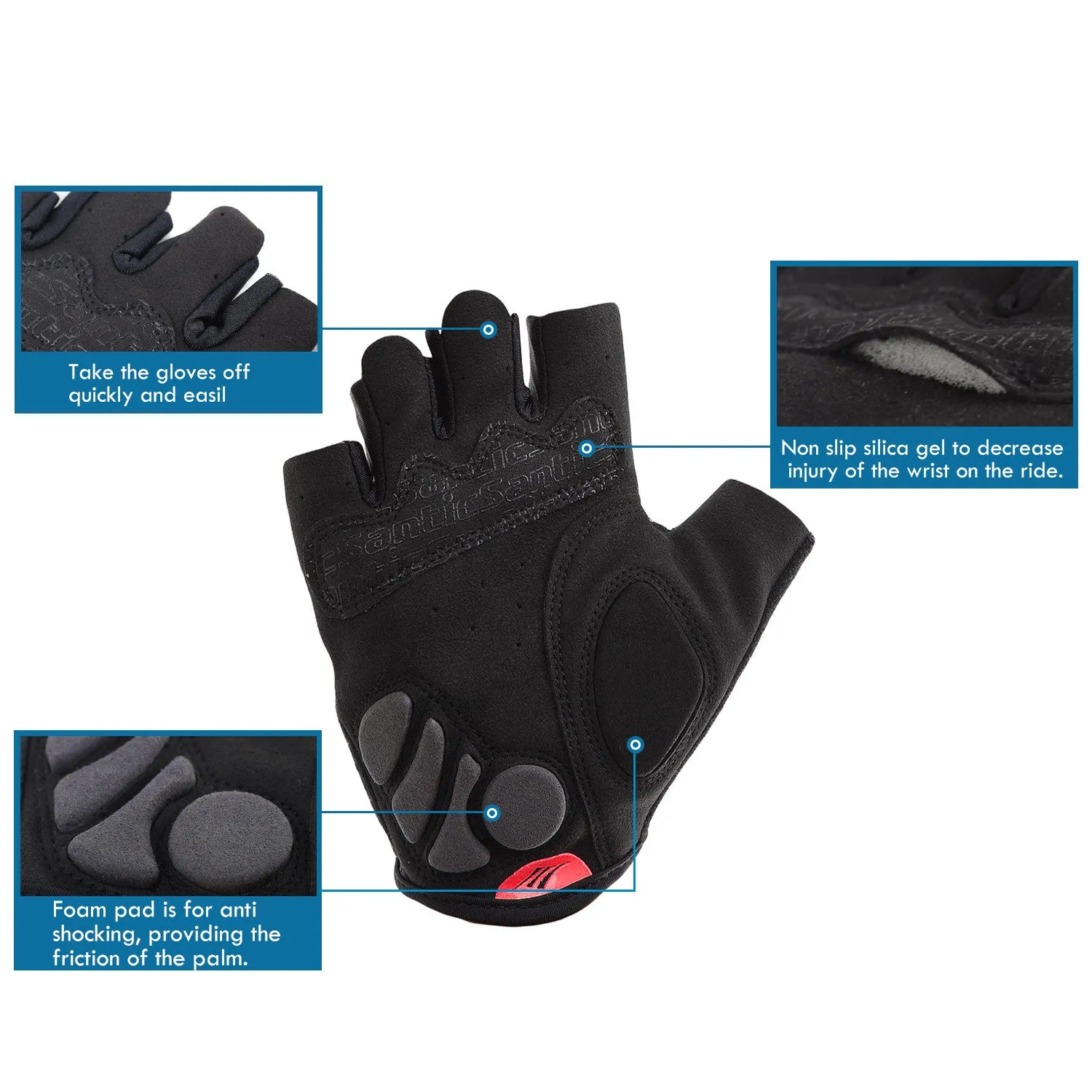 Santic Java Men Cycling Gloves Half Finger – Red