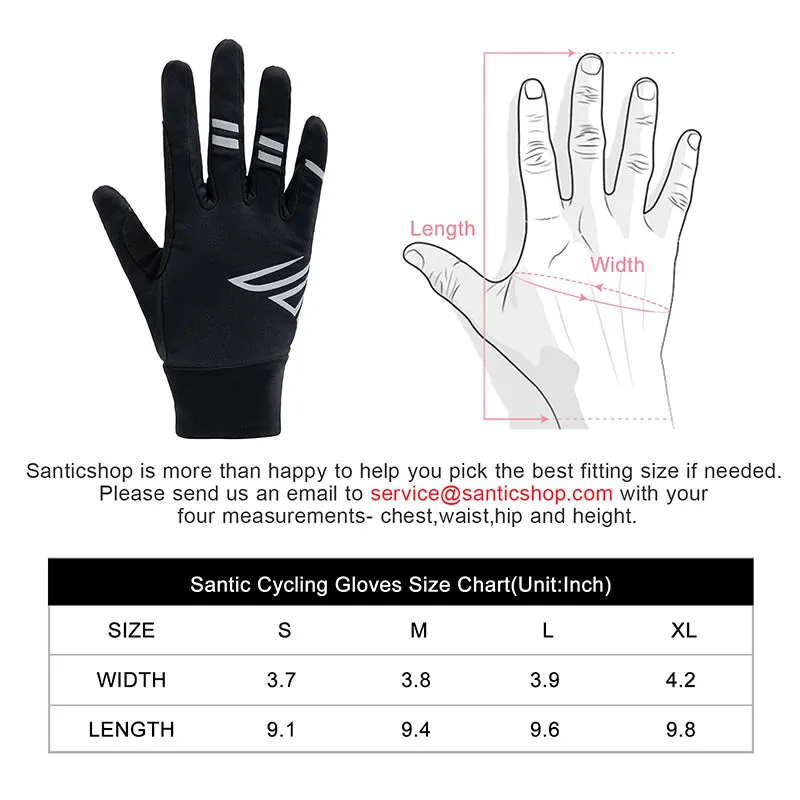 Santic LandShow Black Men Winter Full Finger Thermal Cycle Gloves