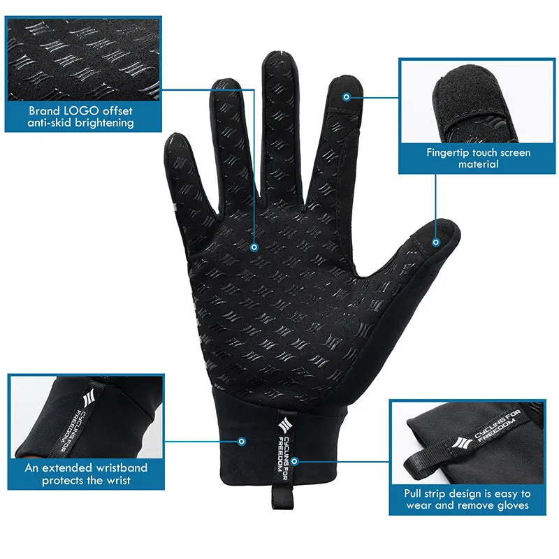 Santic LandShow Black Men Winter Full Finger Thermal Cycle Gloves