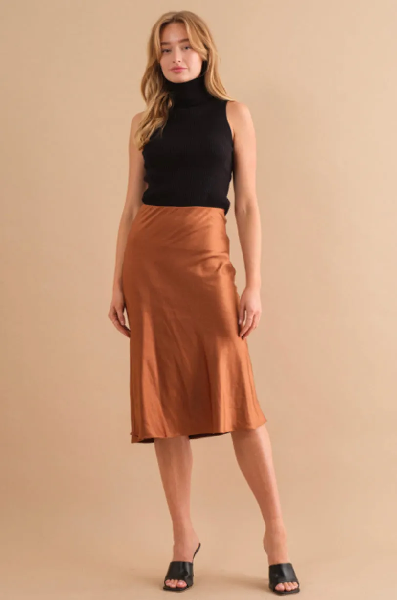 Satin Midi Skirt Style 3153