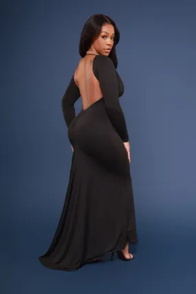 Second Skin Sculpting V-Neck Bodycon Maxi Dress - Black