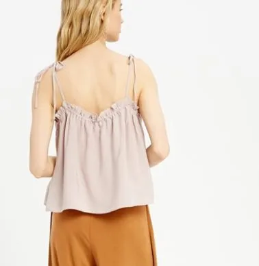 Self-Tie Cream Top