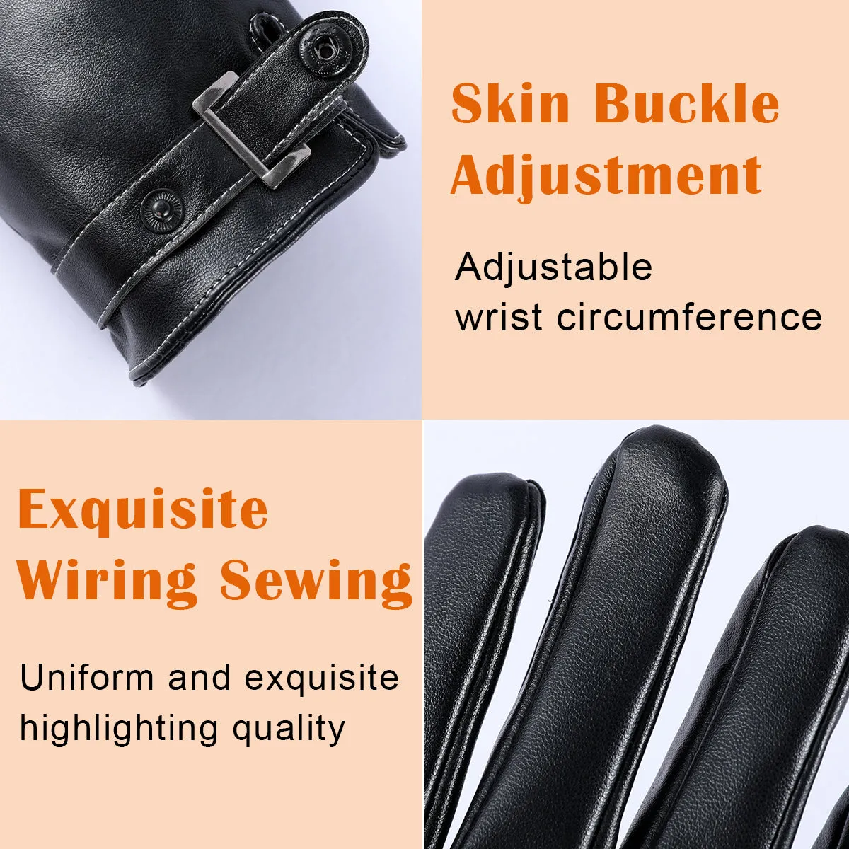 Sidiou Group Winter Touch Screen Gloves Waterproof PU Leather Warm Outdoor Sports Gloves For Motorcycle Climbing Skiing Men Women