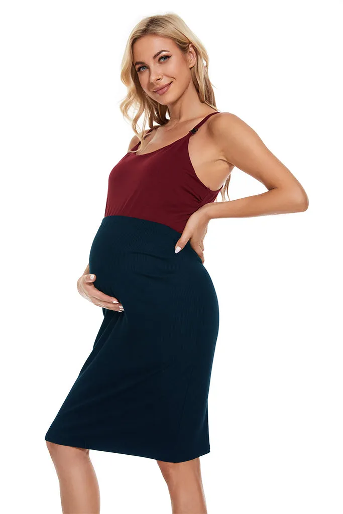 Smallshow Ribbed Knit Maternity Skirt