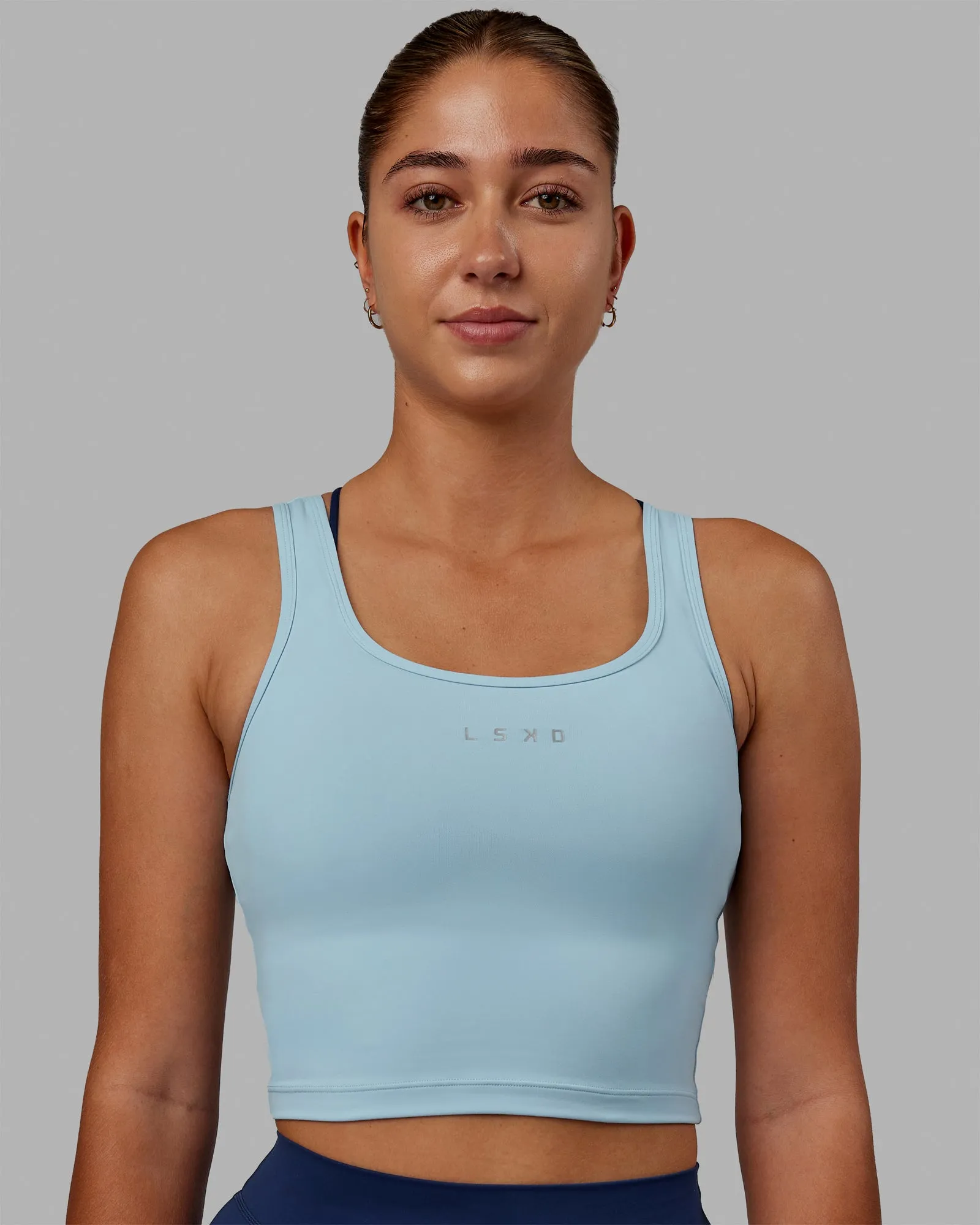 Staple Active Cropped Tank - Glacial Blue