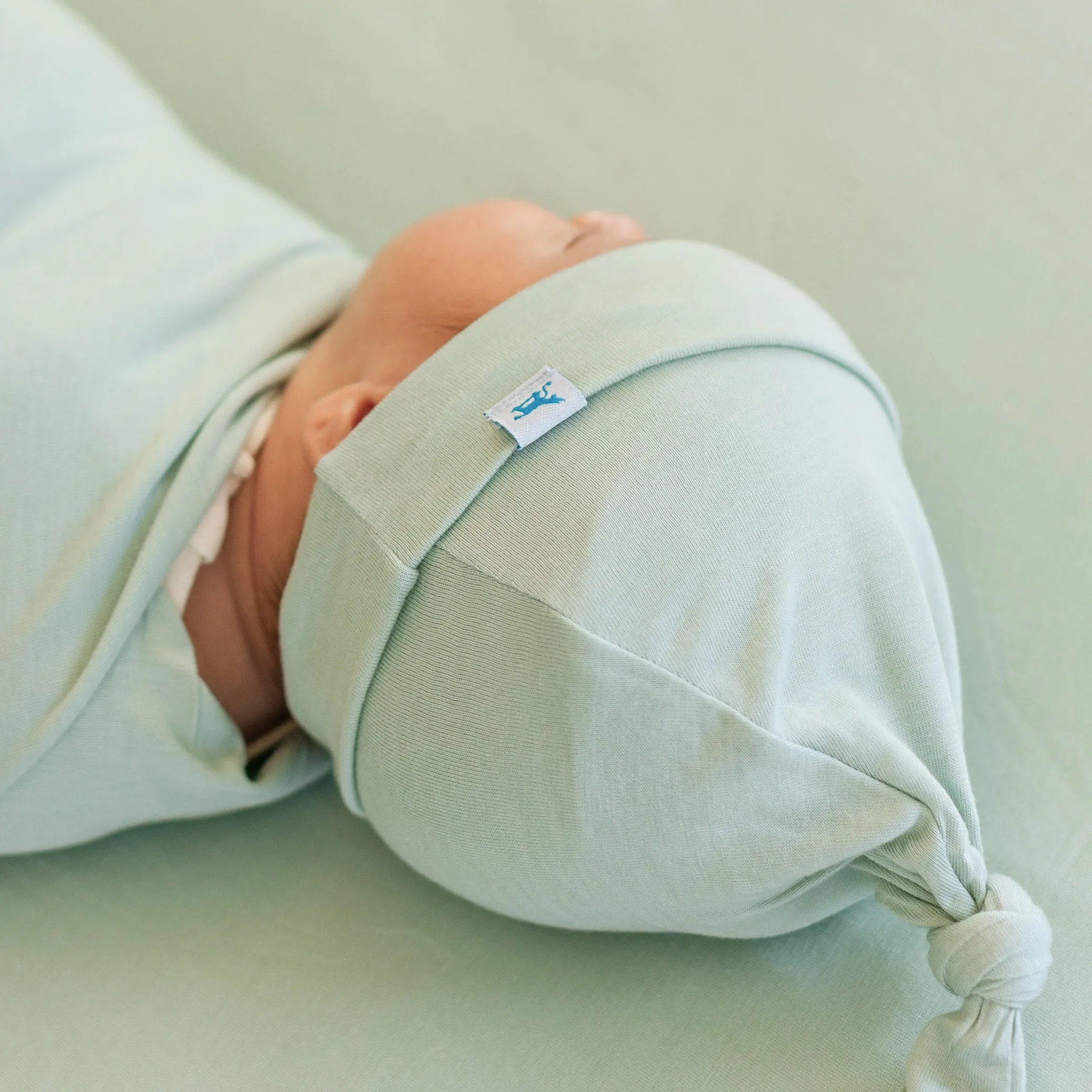 Stretch Knit Swaddle and Hat Set - Frost Green