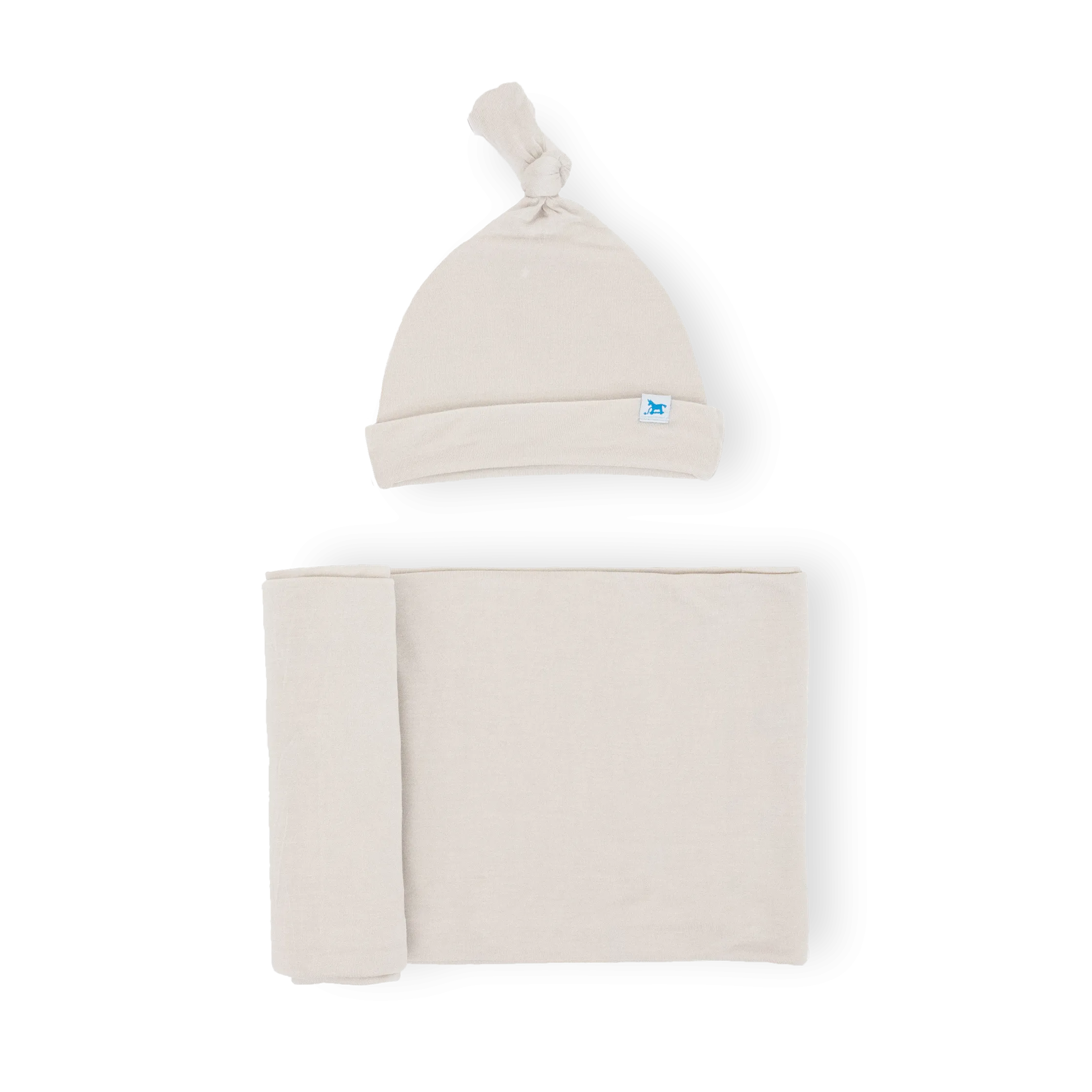 Stretch Knit Swaddle and Hat Set - Pebble