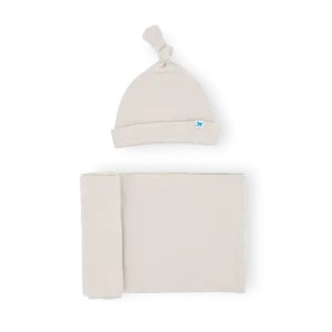 Stretch Knit Swaddle and Hat Set - Pebble