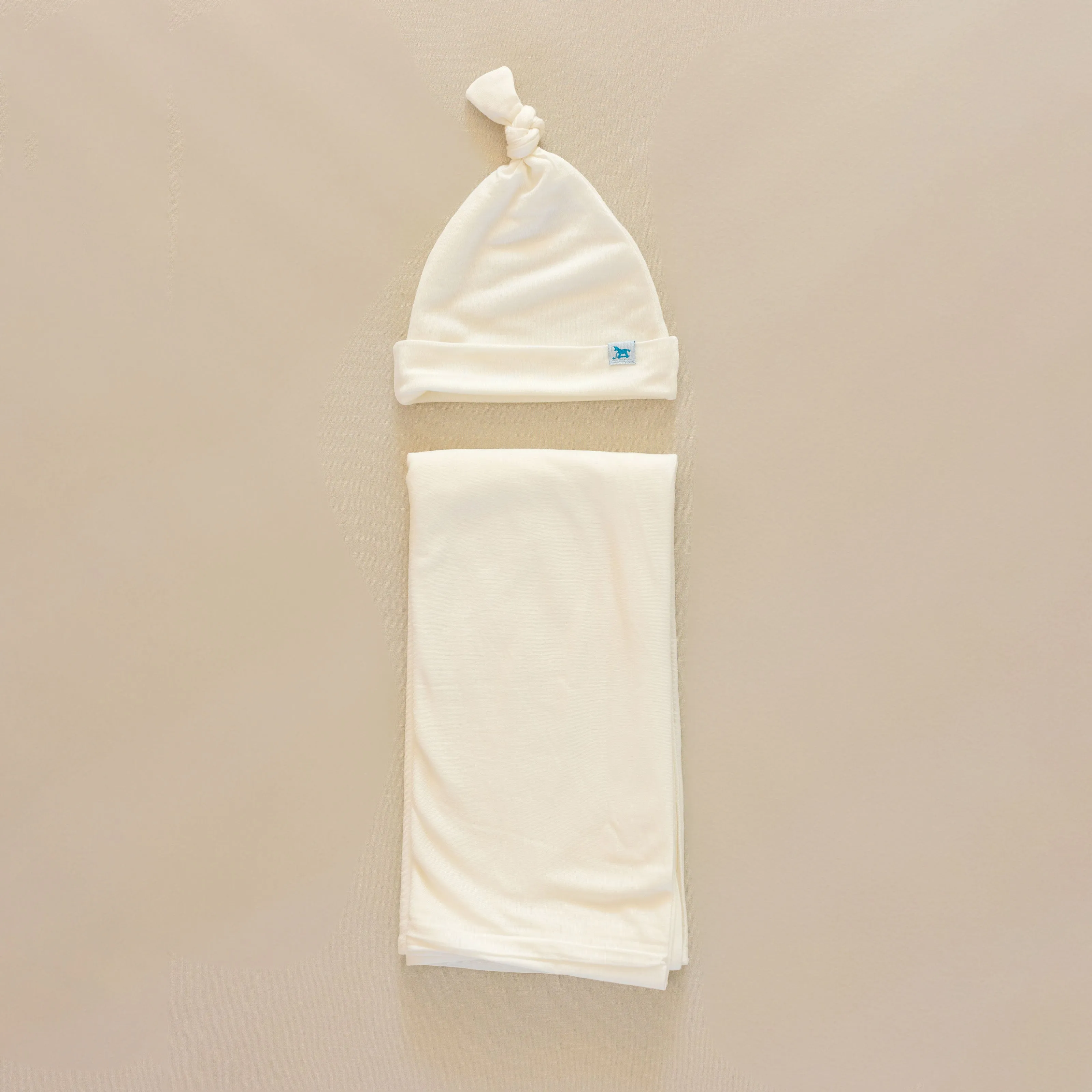 Stretch Knit Swaddle and Hat Set - White