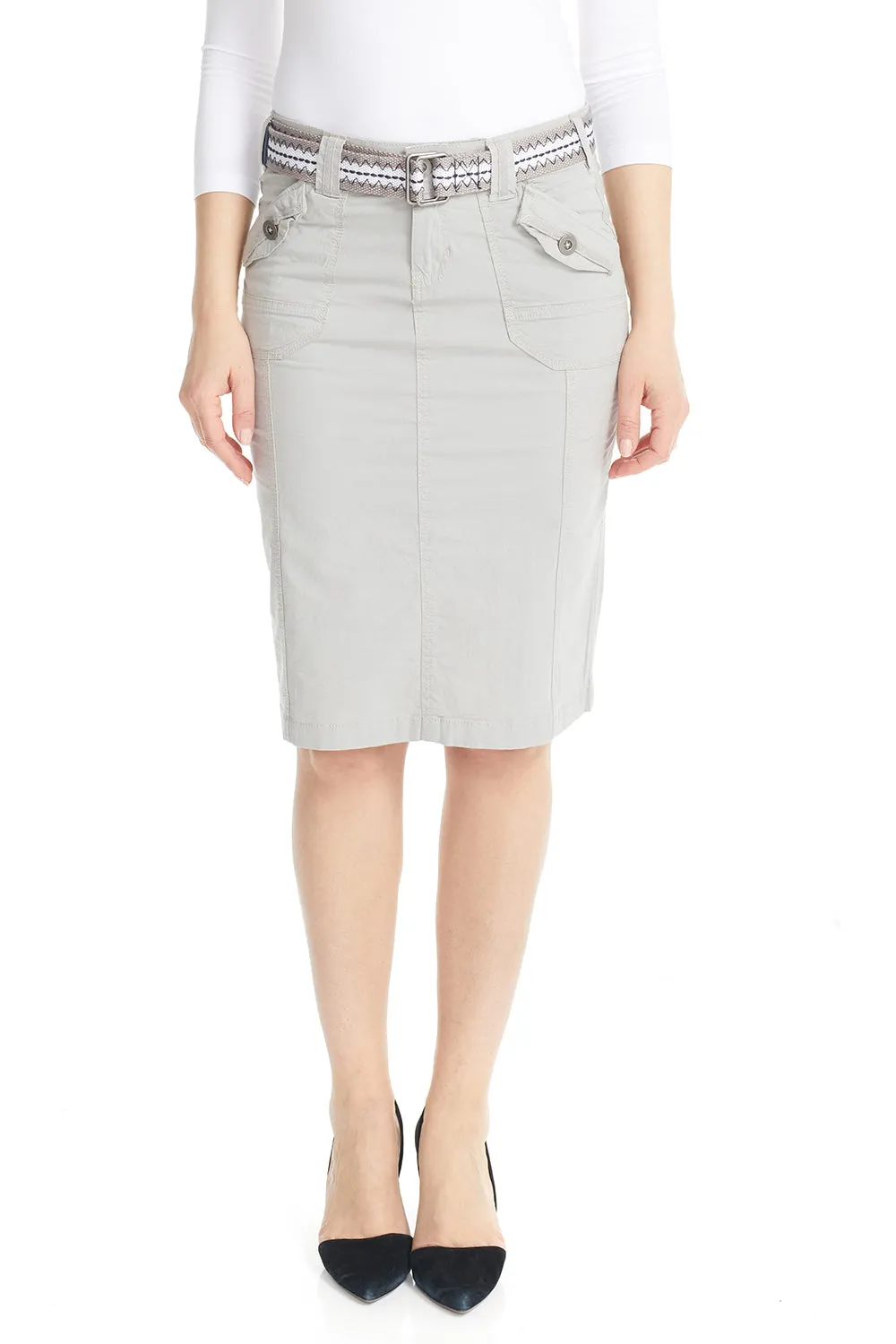 Stretchy Cargo Knee Length Pencil Skirt for Women 'Virginia'