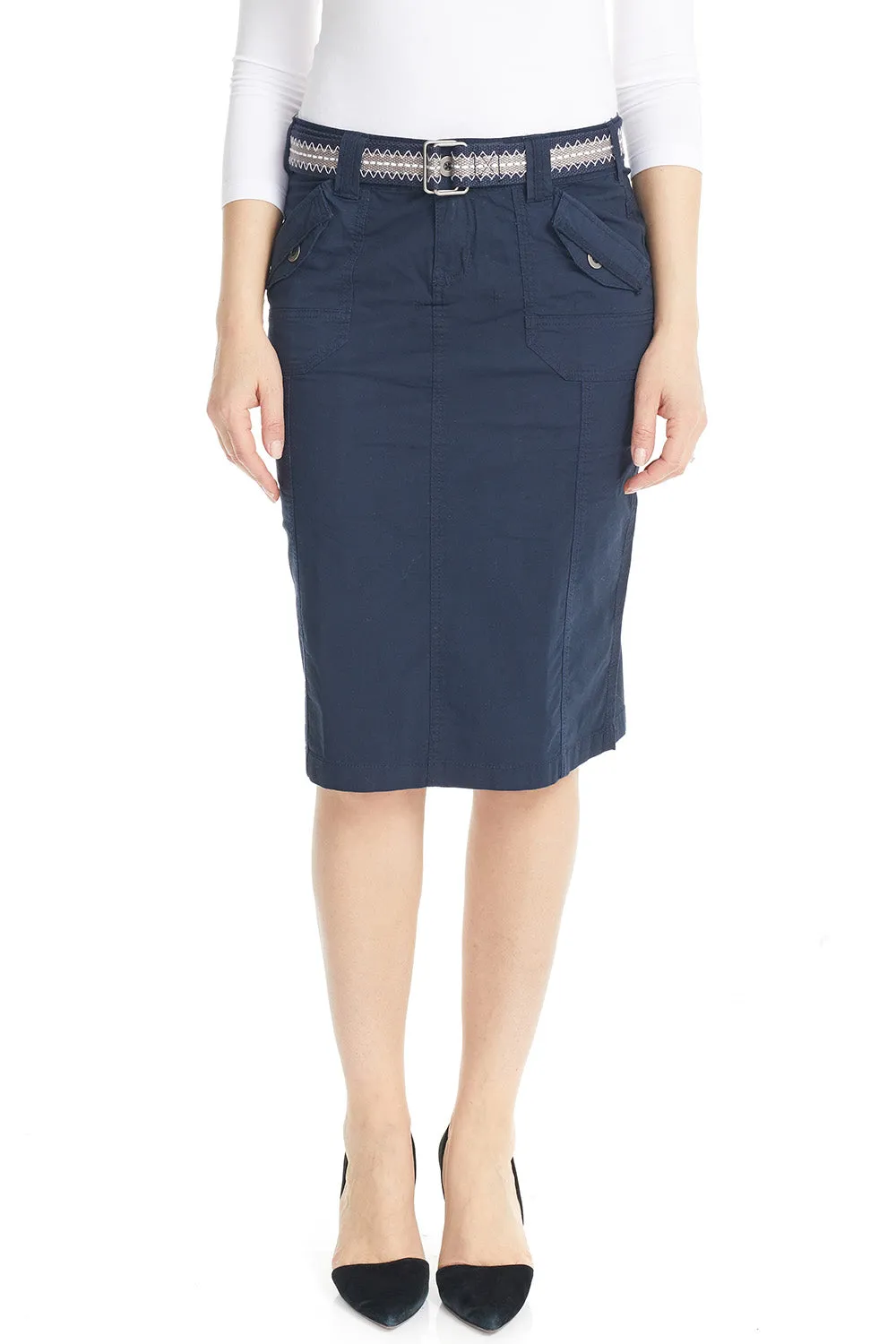 Stretchy Cargo Knee Length Pencil Skirt for Women 'Virginia'