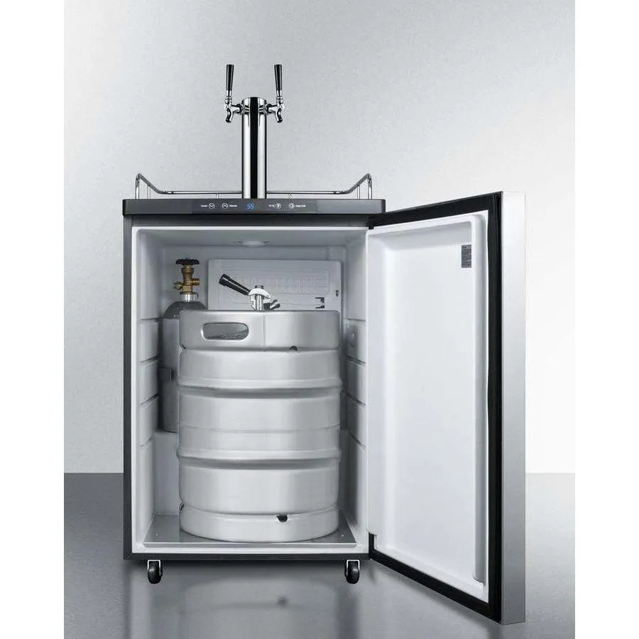 Summit 24"  Dual Tap Stainless Steel Built-In Commercial Kegerator SBC635MBI7SSHHTWIN